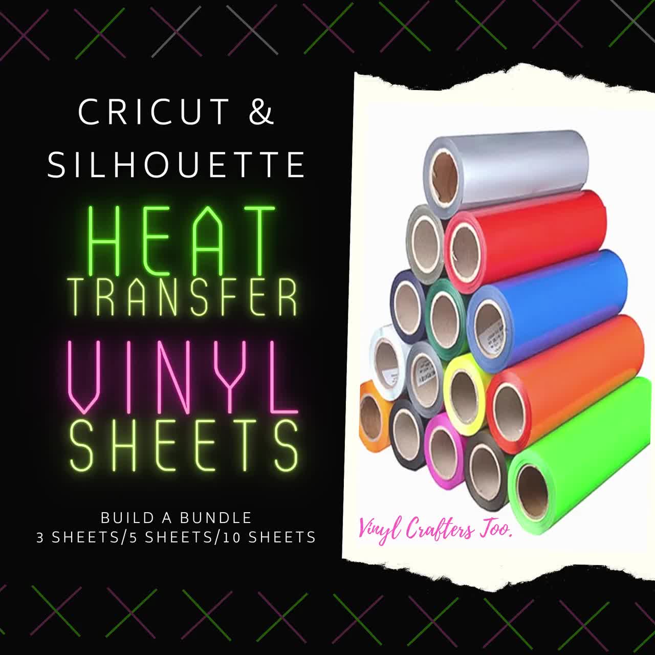 Neon Pink Heat Transfer Vinyl Bundle : 15 Pack 12 x 10 Sheets - Neon Pink  Iron on Vinyl for T-Shirt,Neon Pink HTV Vinyl for Cricut, Silhouette Cameo