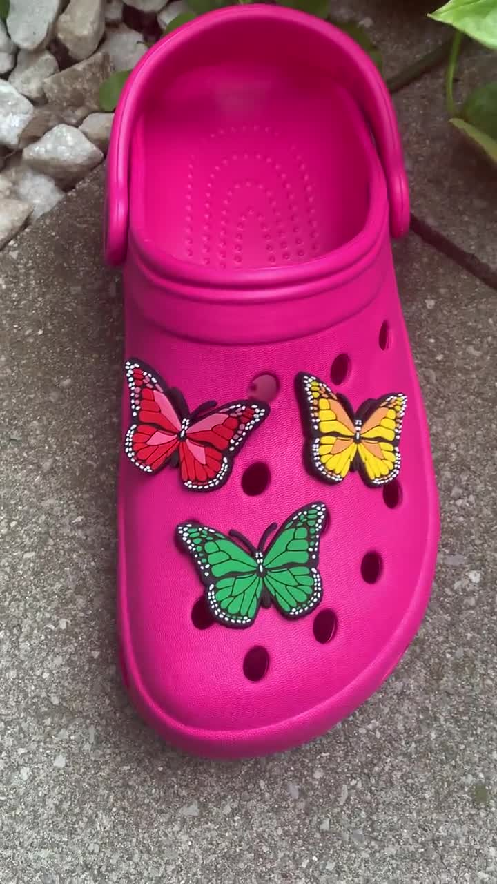 Butterfly Letter Croc Charms - Pink Letter Croc Charms - Letter Shoe Charms - Shoe Clips