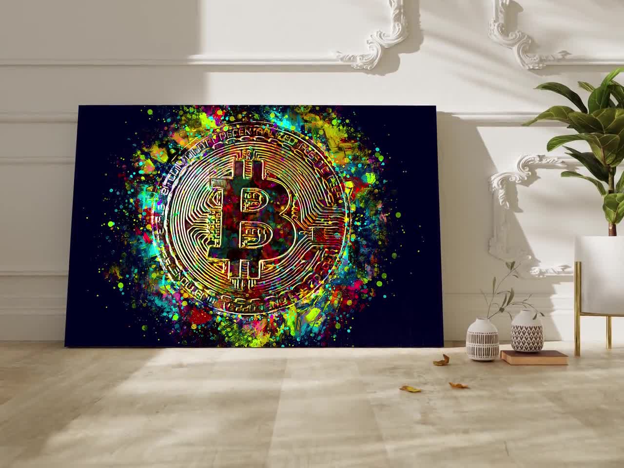 Bitcoin Art Print On Canvas, Crypto Wall Art Painting Canvas, Bitcoin  Poster Print Art Digital, Cryptocurrency Decor Wall Art Original