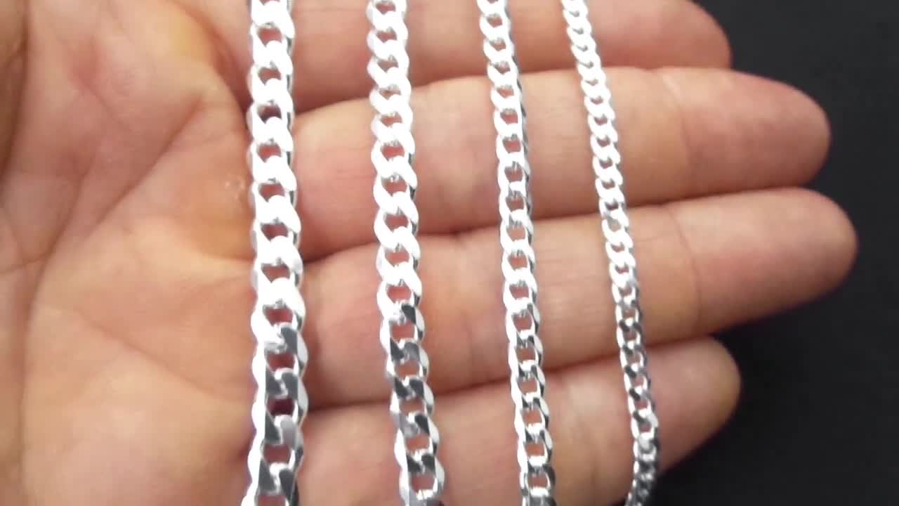 Real Solid 925 Sterling Silver Double Cuban Mens Boys Chain Bracelet or  Necklace