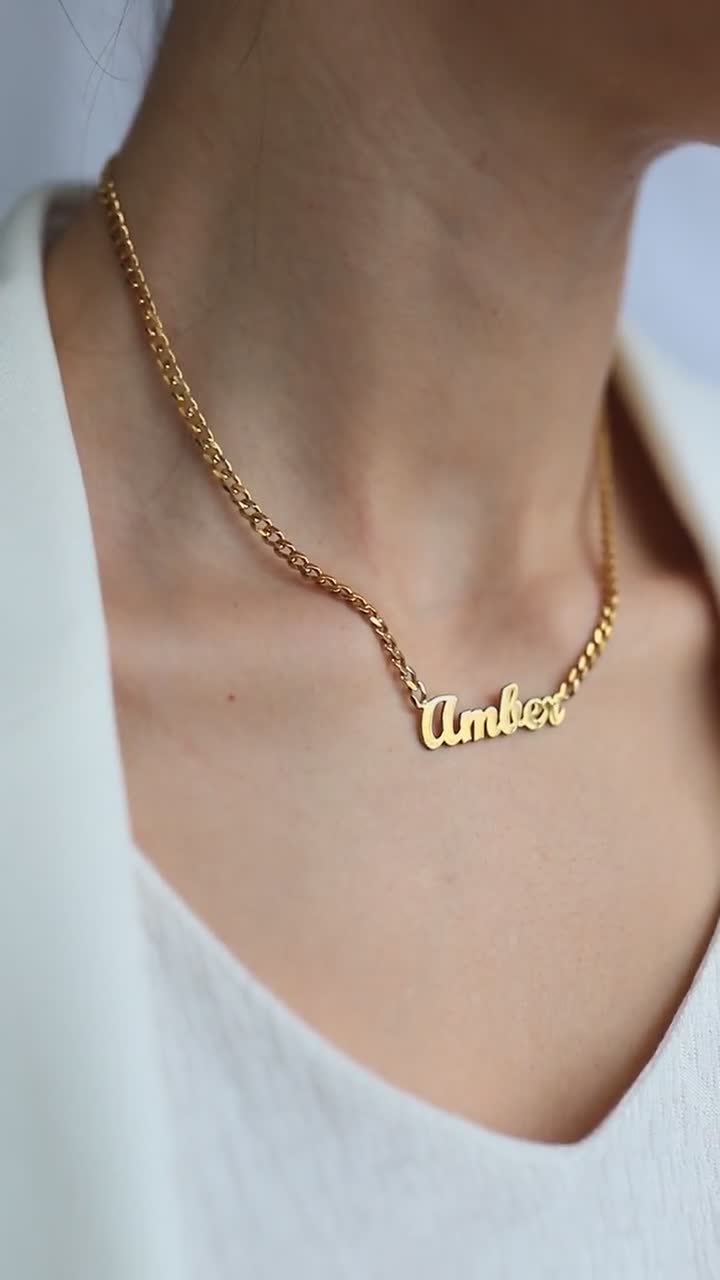 London Double Name Necklace In Box Chain Caitlyn Minimalist, 52% OFF