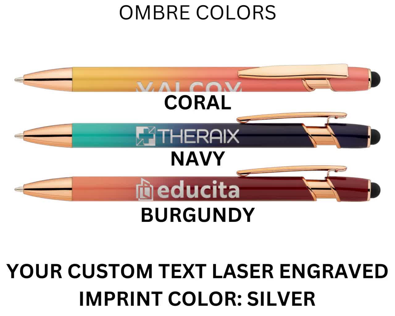 Custom Engraved Alpha Stylus Pen with Rose Gold Trim