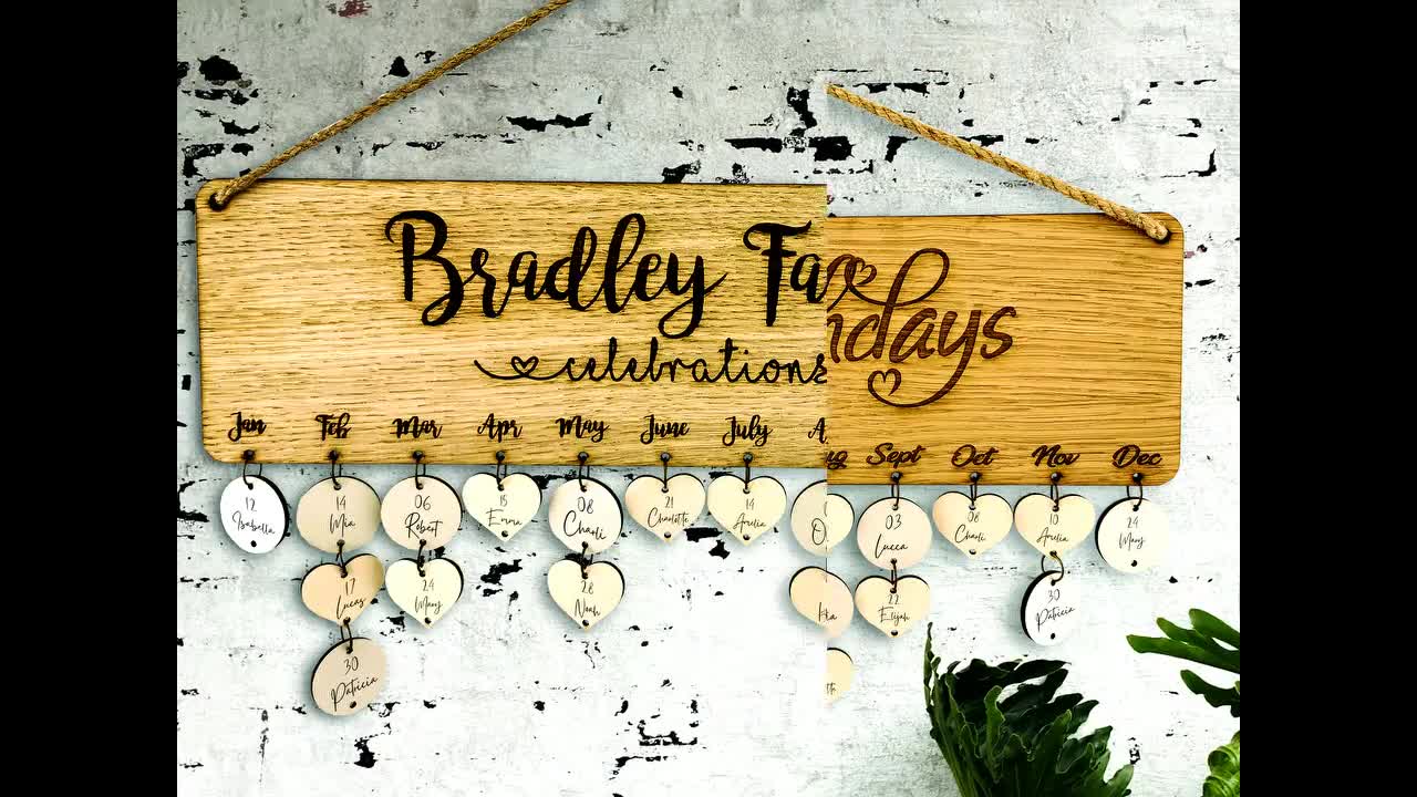 Birthday Reminder Family Sign Woodsy Decor DIY Calendar Listing