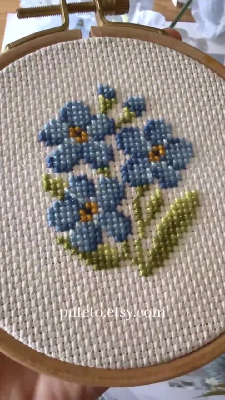 忘れな草のクロスステッチキット：初心者向け花柄DIY刺繍 - Etsy 日本