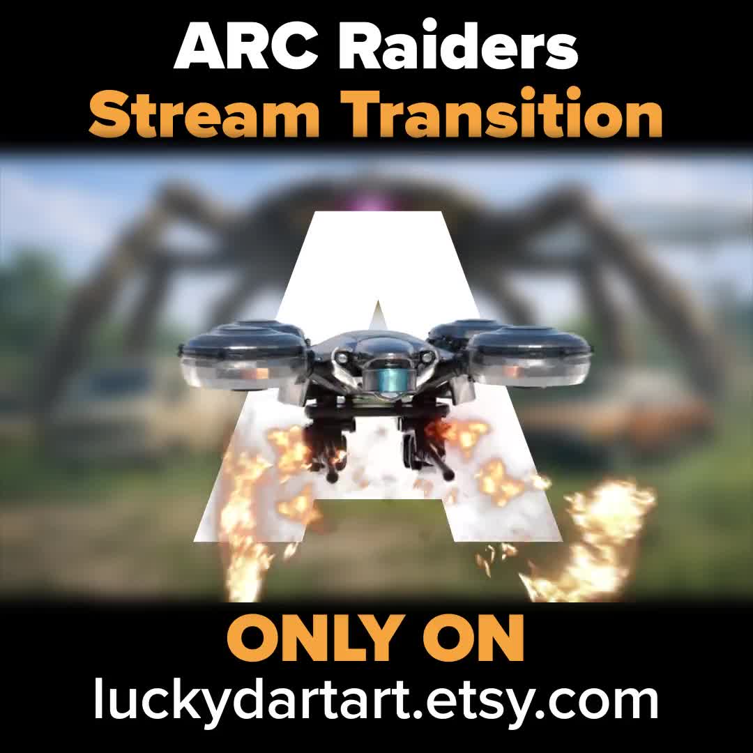Przejście strumieniowe ARC Raiders z dźwiękiem | Animowane przejście z drona Sci-Fi dla OBS i Twitcha | WebM Transparent | Pobieranie cyfrowe video poster