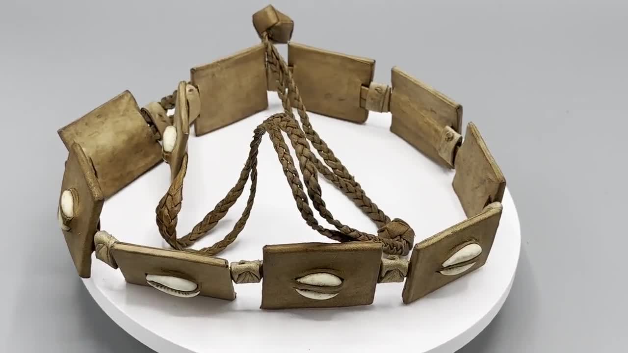 Ceinture Ethnique Artisanale Sénégal - Cuir Véritable Et Cauris - Taille 119 Cm, Femme