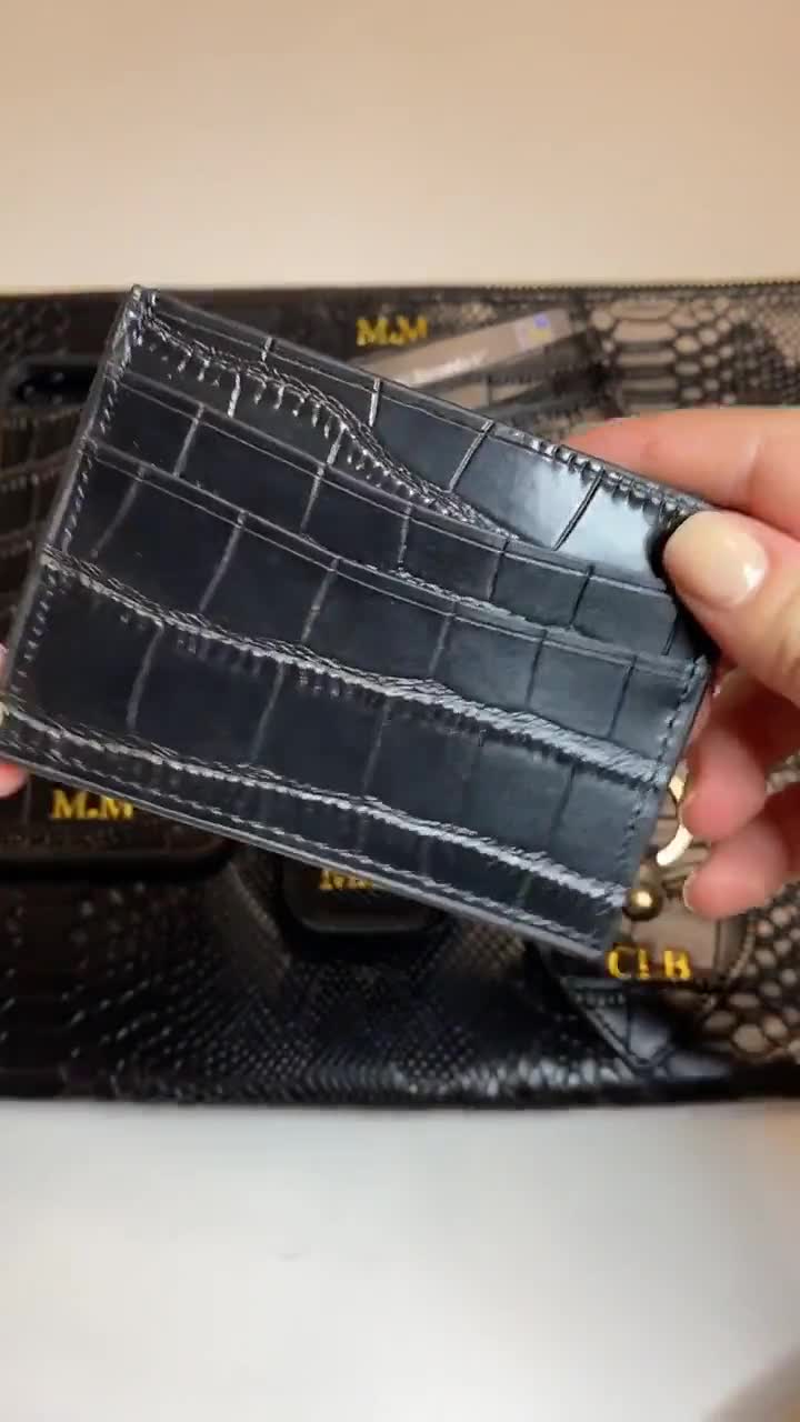[JILLSTUART]★25AW★AVENUE CROC EMBOSSED LEATHER CARD WALLET HamptonZipCardCase_Croc_Coco_A