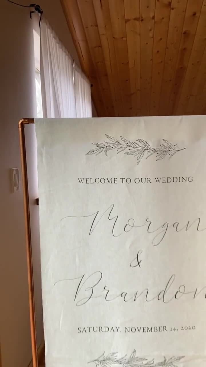 Wedding Fabric Welcome Sign, Modern Wedding Welcome Sign, Fabric Sign,  Custom Linen Wedding Signs, Wedding Welcome Signs 