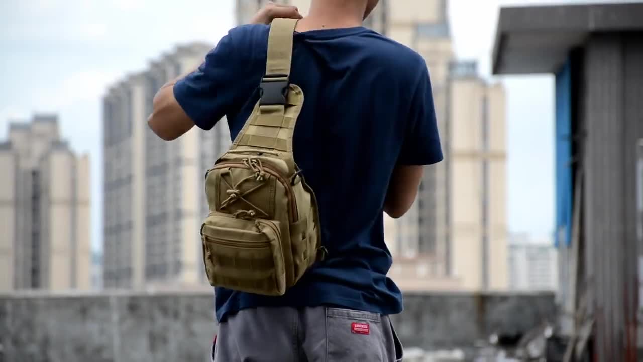 Cisvio 11.02 in. Black Men Backpack Tactical Sling Bag Chest