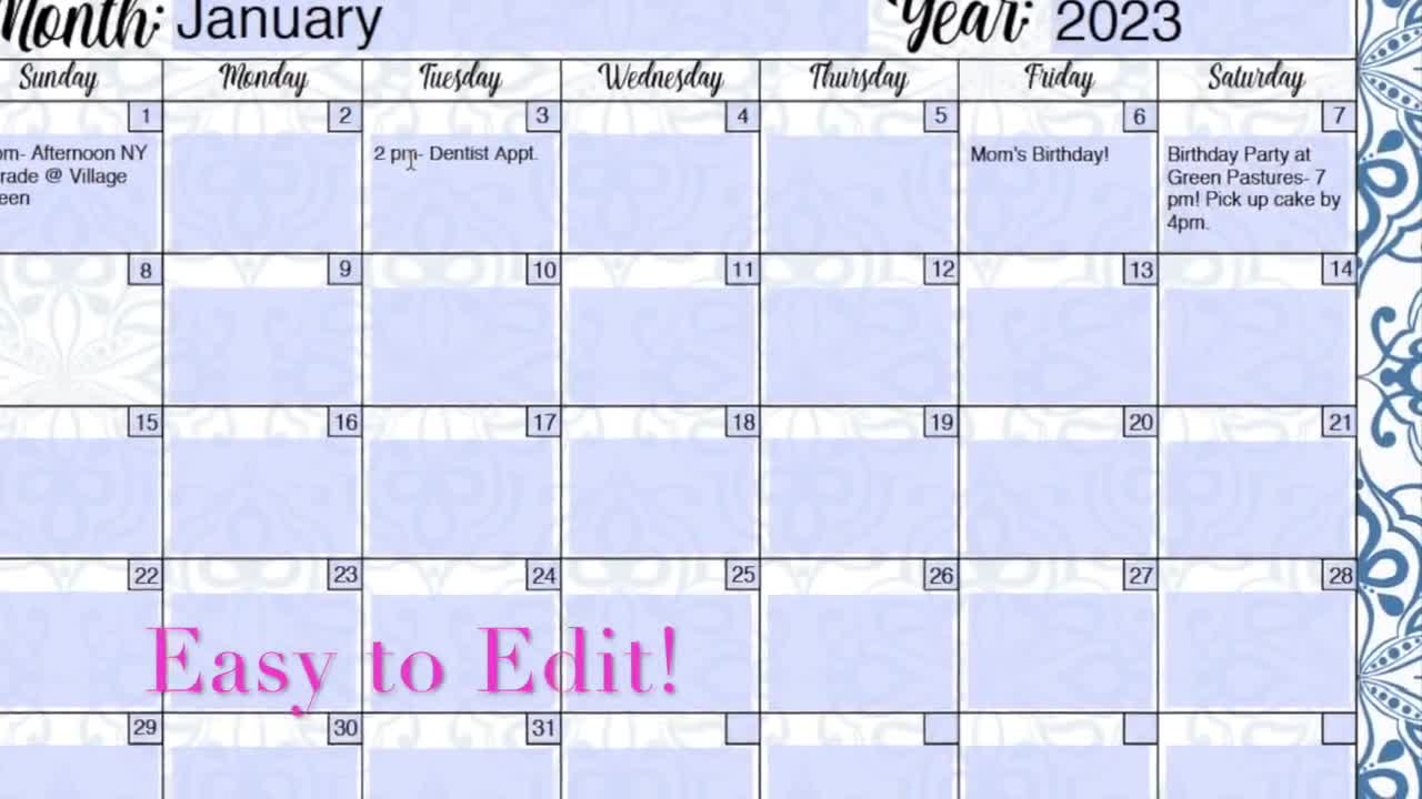 editable-printable-blank-calendar-pages-in-blue-damask-design-perpetual-calendar-calendar-printable-calendar-instant-download-etsy