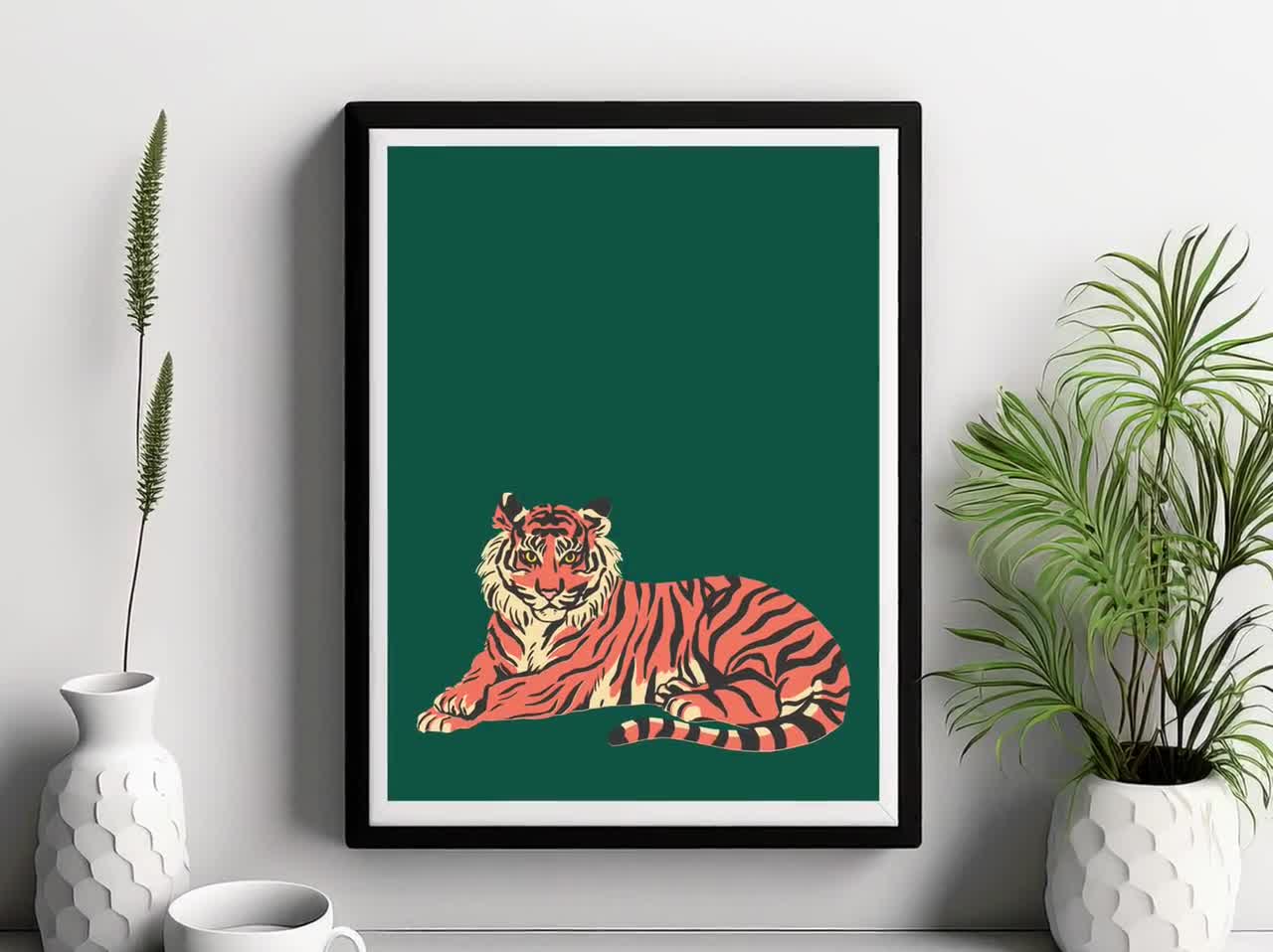 Dark Green Tiger Maximalist Decor Eclectic Gallery Wall - Etsy