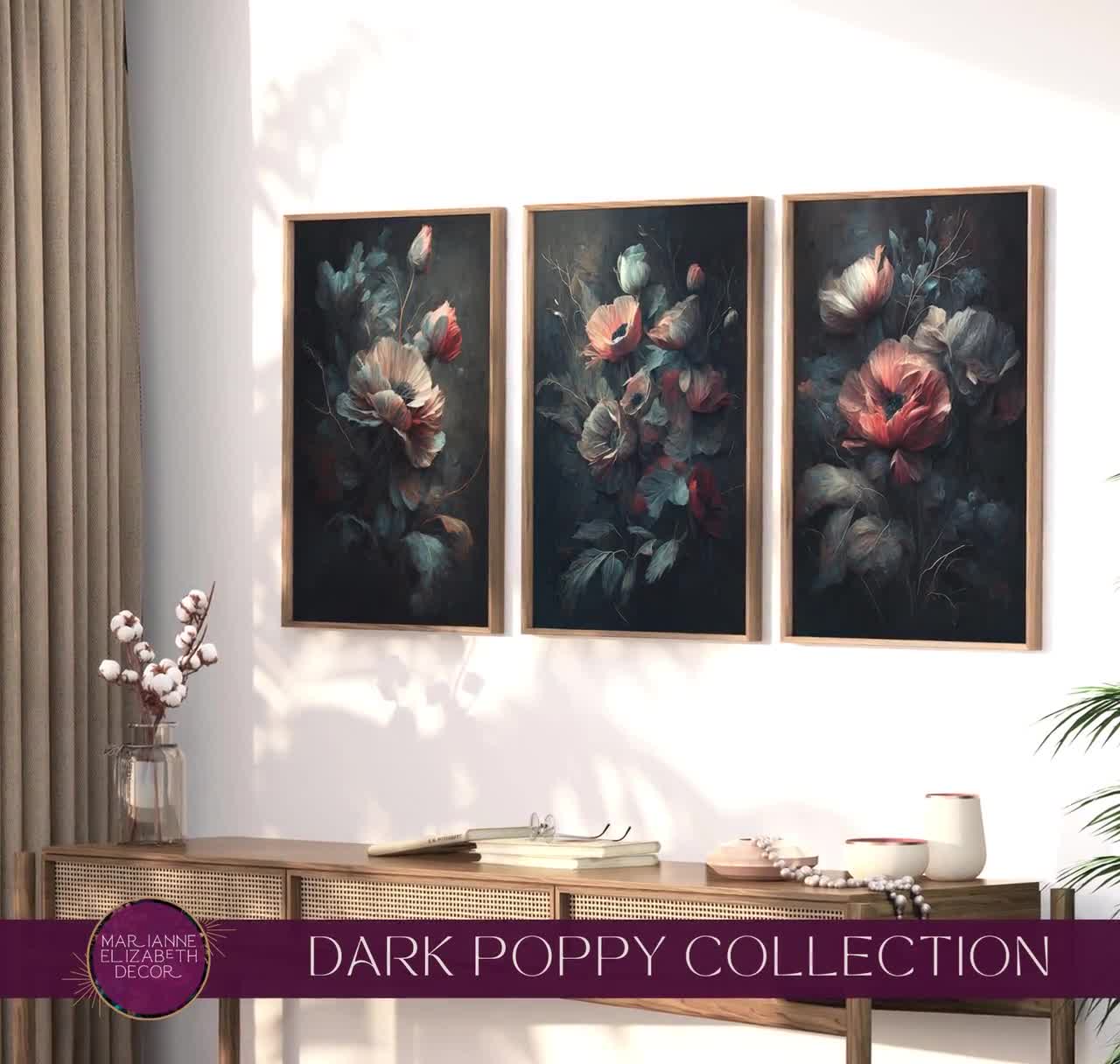 Poppy Flower Dark Botanical Beauty: Collection Intense Moody Wall