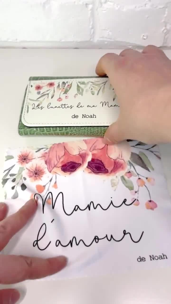 Étui à Lunettes Personnalisable – Lin Et Simili Cuir – Motif "Ma Super" – Cadeau Fête Des Mères, Mamie, Marraine