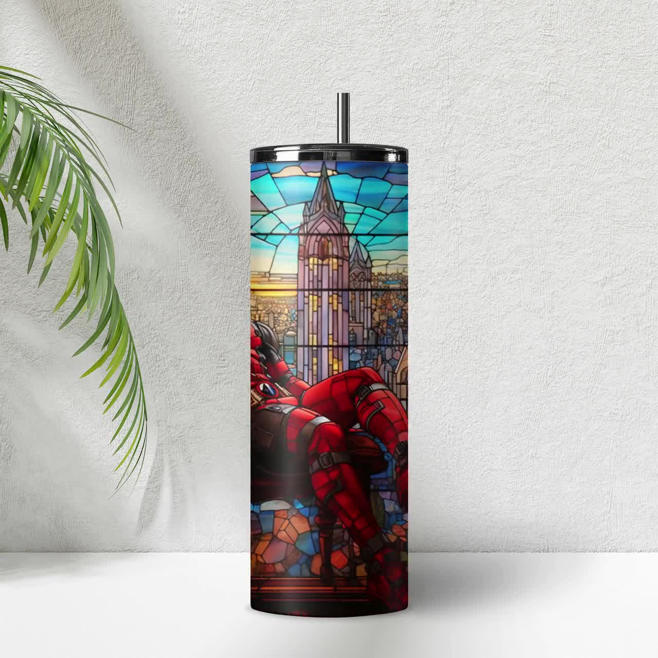 Marvel Deadpool 20oz Flaco Vaso Sublimación Diseño Recto y Cónico Vaso Envoltura PNG Vaso Sublimate Diseño Sin Costura Vaso Avenger video poster