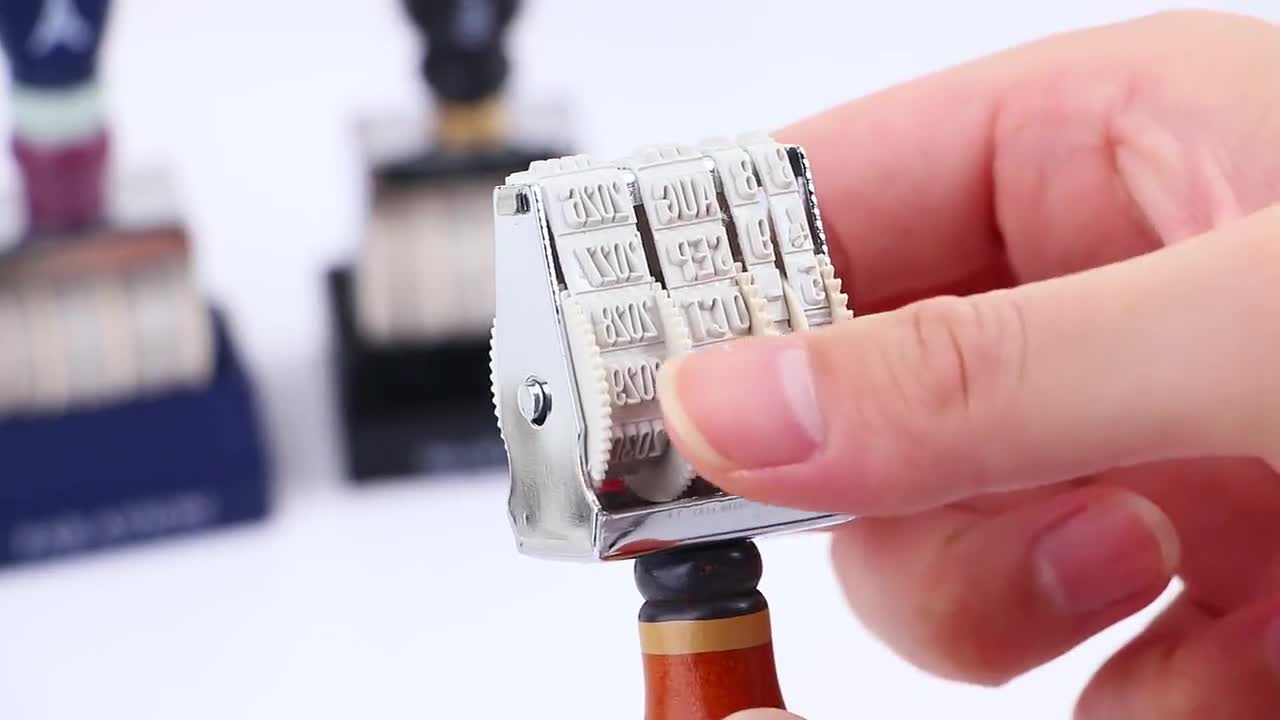 Timbro Regolabile A 4 Cifre Con Simboli - Timbro In Gomma Con Rotella - Per Ufficio, Etichette E Data - Foto 4