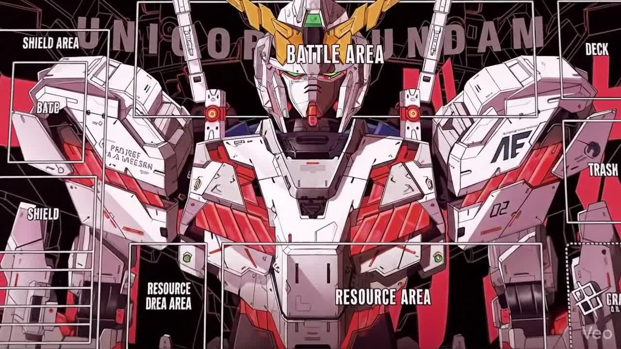 Unicorn Gundam TCG Playmat with Zones | 24x14 RX-0 Mecha Card Game Mat | GCG Accessories | Stitched Edges video poster