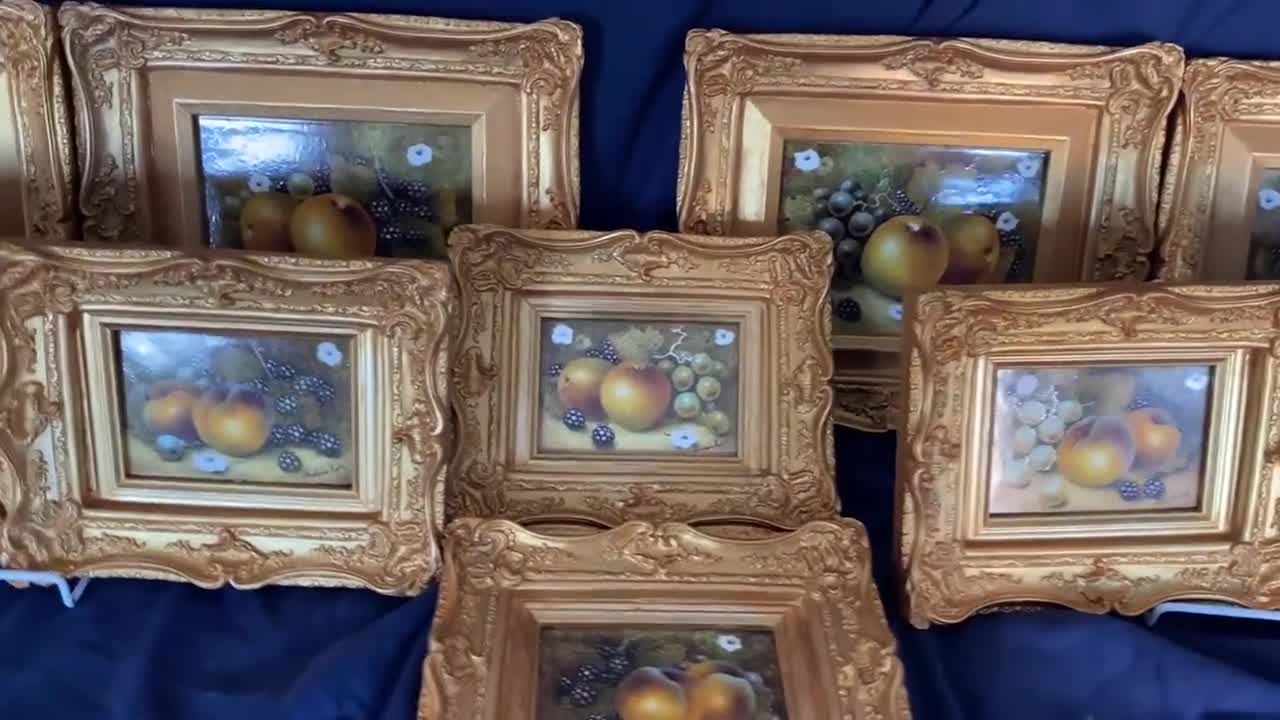 Handpainted Fruit Plaque, Worcester Artist, Framed Still Life