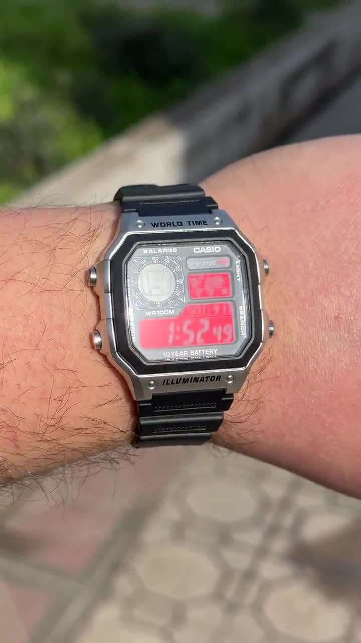 Custom Casio AE1200 World Time Watch | Honda Red Filter Retro