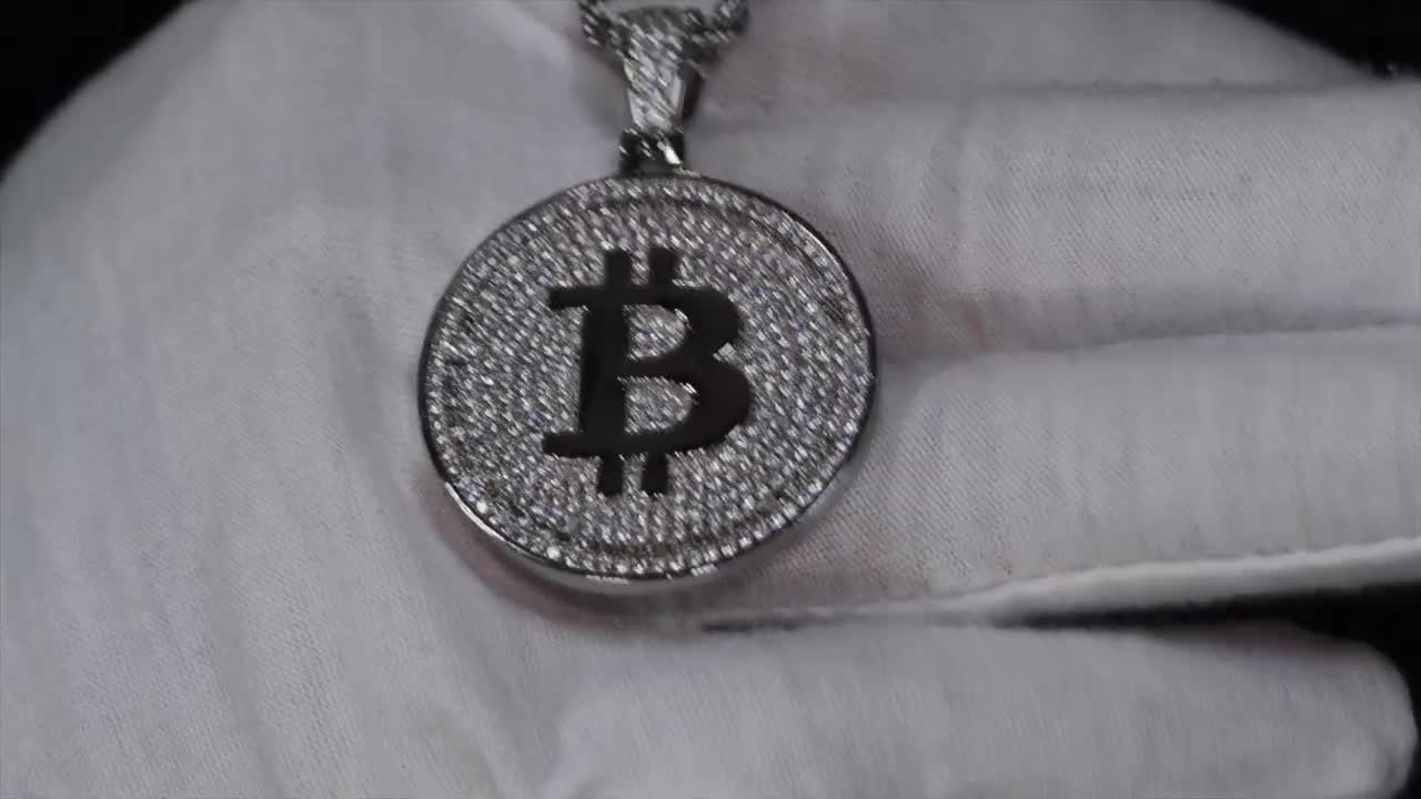 Hip Hop Pendant | Iced Out Pendant | Diamond Bitcoin Pendant | Hip Hop  Chain | Bitcoin Pendant | Hip Hop Jewelry | Bitcoin Necklace