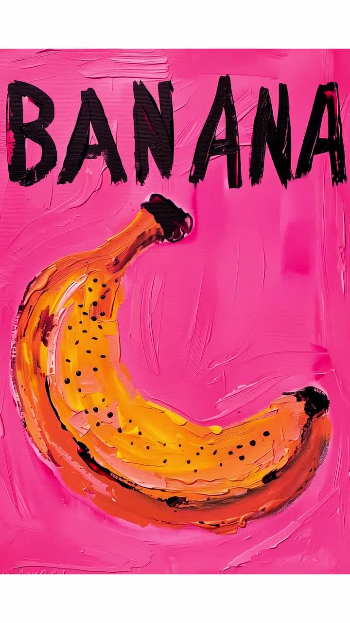 Banana Poster: Pink Psychedelic Kitchen Wall Art (digital Download