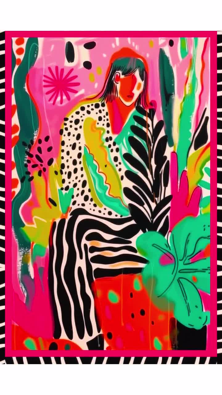 Red Woman Art Print: Psychedelic Dopamine Decor (digital Download