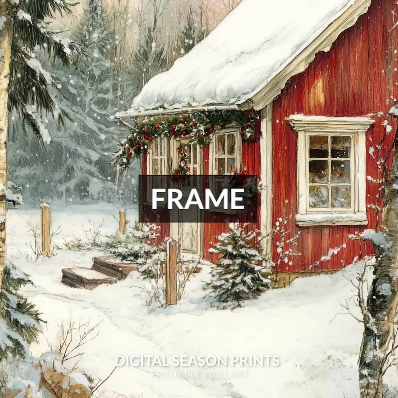 Christmas Cottage Wall Art Print, Rustic Red House Winter Scene, Digital  Download - Etsy New Zealand, image size:1280x1280