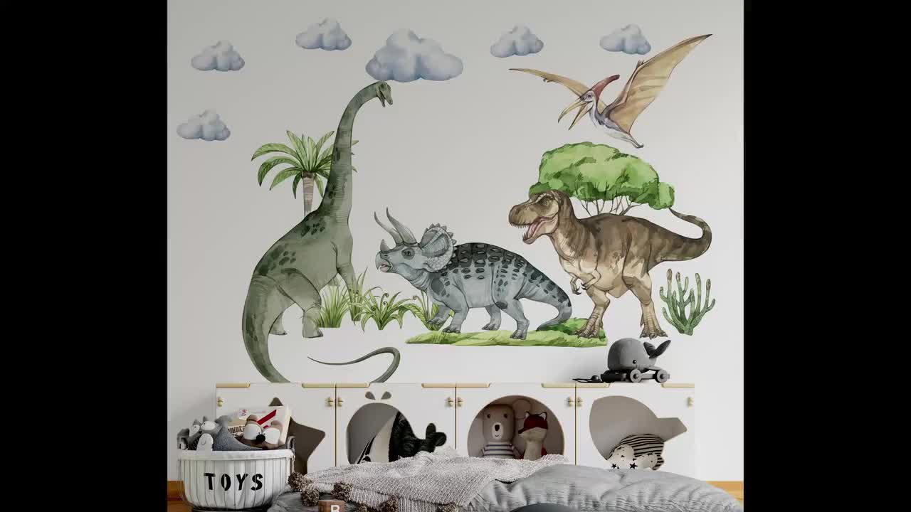 Autocollants muraux en forme de dinosaure à l'aquarelle, à décoller et à  coller, grands dinosaures, animaux tropicaux, salle de jeux, décoration de  la maison : : Bébé et Puériculture