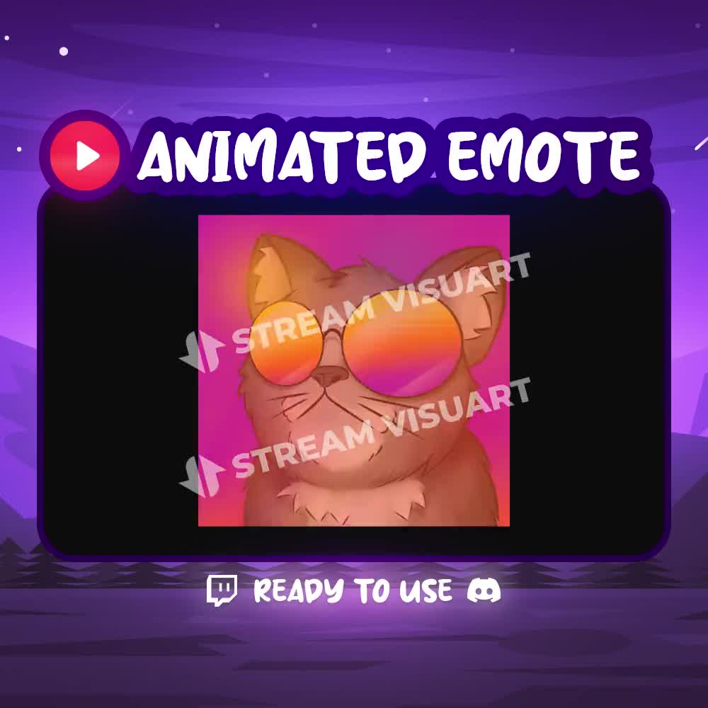 ディスコキャットアニメーション絵文字：レトロなTwitch / Discordサブ絵文字