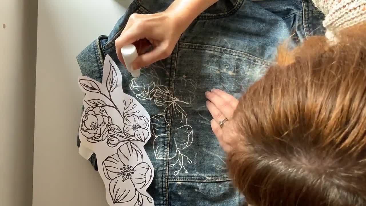 DIY Floral Blossom Design Painted Denim or Leather Jacket Kit. The