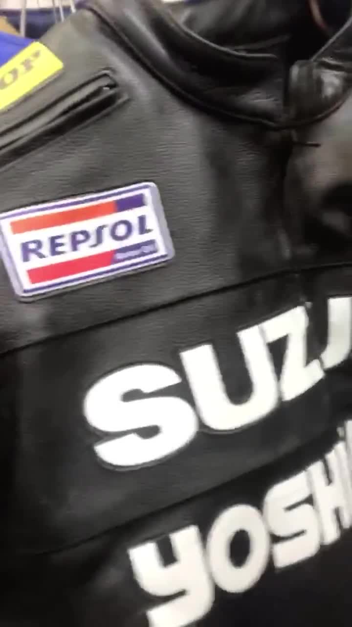 Suzuki GSXR Black Leather Motorcycle Jacket: Custom Biker Racing