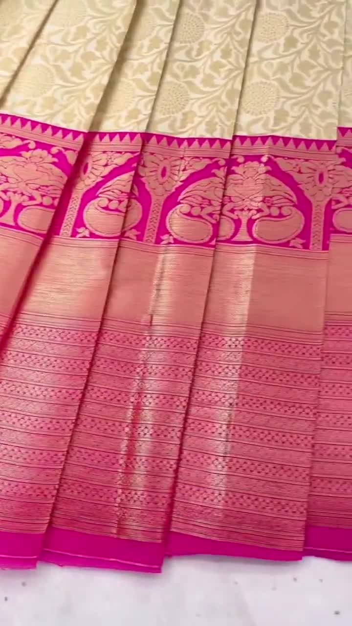 Gadwal Sico sarees | traditional silk gadwal saree with temple border saree  design online from weavers | GAWI0000365