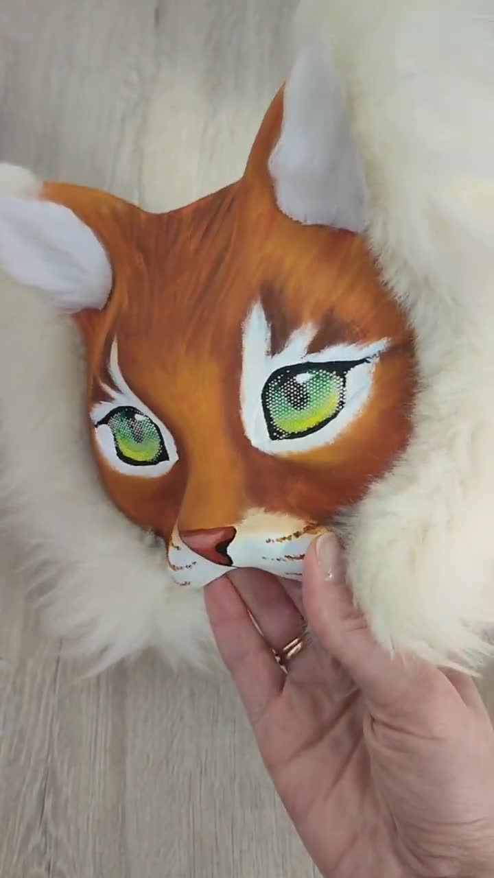 オレンジ色の猫マスク - 手作りのジンジャー猫コスプレマスク - リアル