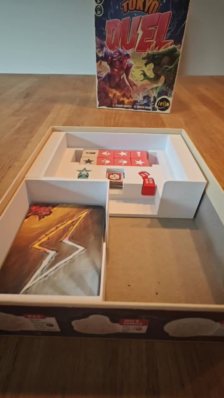 King of Tokyo Duel Insert | Fits sleeved cards and Promo Cards | Lightweight organizer for the game King of Tokyo Duel Insert | Fits sleeved cards and Promo Cards | Lightweight organizer for the game