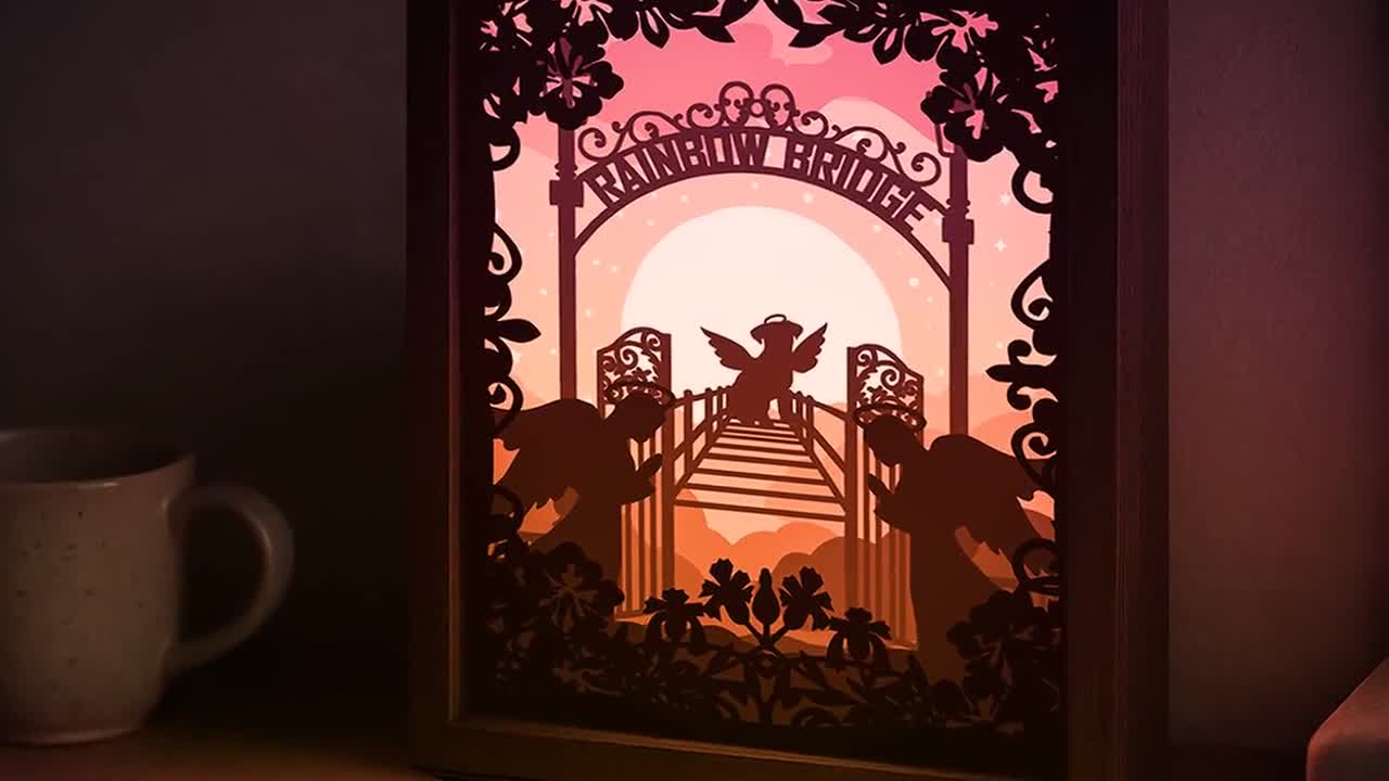 ②Rabbit-PaperCutting- Little RED RIDING HOOD Papercut in Shadow Box - Hand-Cut