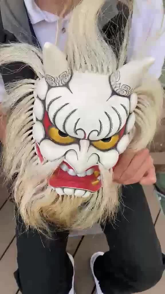 大鬼神 能面 | 大鬼神 | 手彫り・手描き木製 | スタイルB ヤギ毛