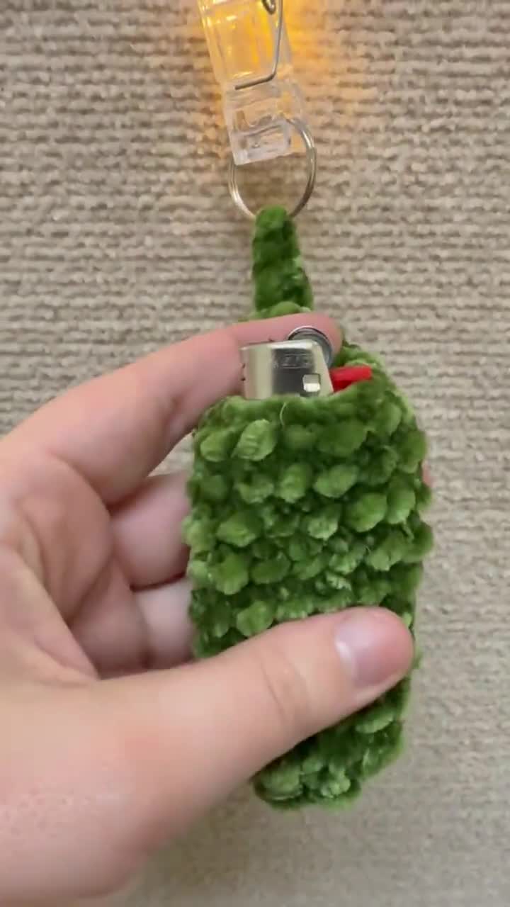 Crochet Pickle Keychain: Plush Lighter/chapstick Holder - Funny