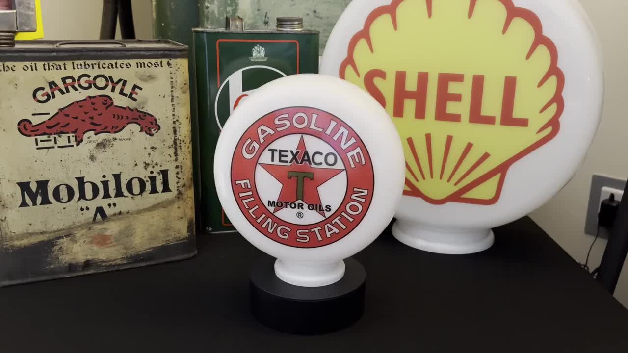 Texaco Filling Station Gasoline Mini Gas Pump Globe Mini, LED Desk
