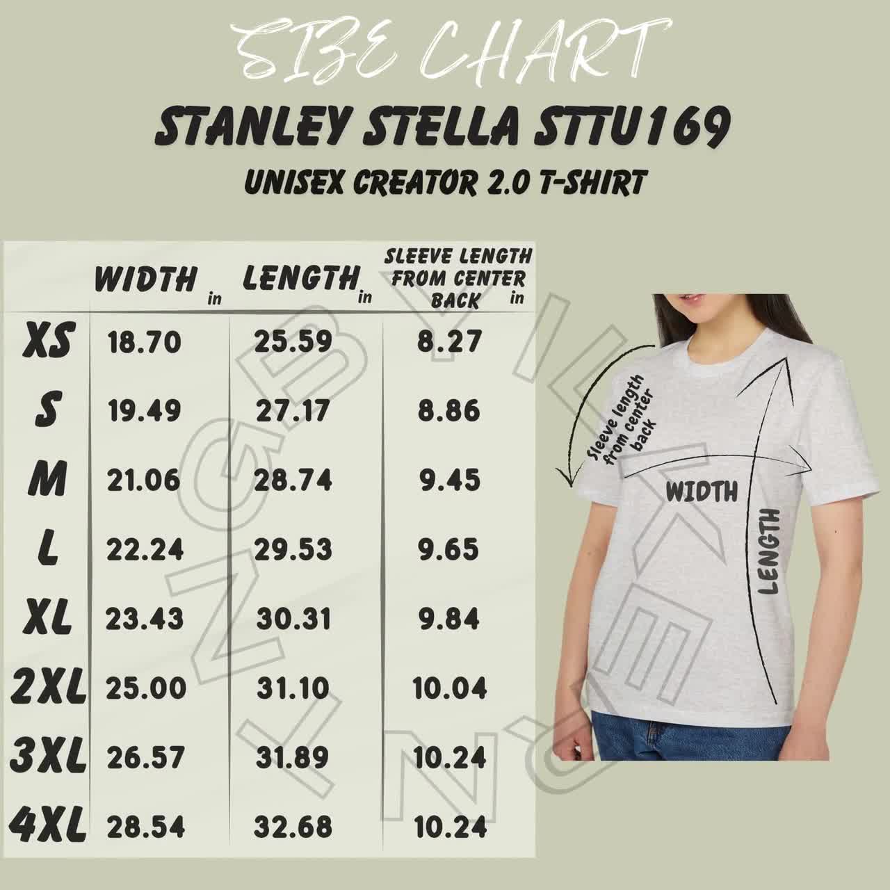 Stanley Stella STTU169 Size Chart | Size Chart for Unisex Creator