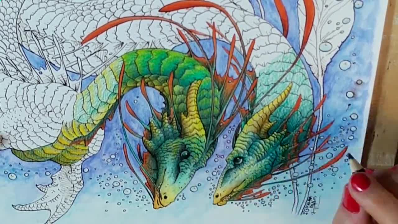 Dragon Dance I. - Coloring Pages: Fantasy Coloring Collection (Set of 3) (suitable for Watercolor) video poster