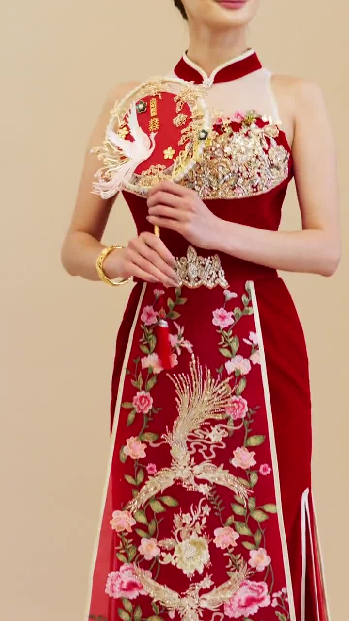 Modern Qipao | Red Cheongsam | Modern Chinese Wedding Dress | Chinese Dress  | Red Qipao | Phoenix Malaysian Chinese Inspired Wedding Dress