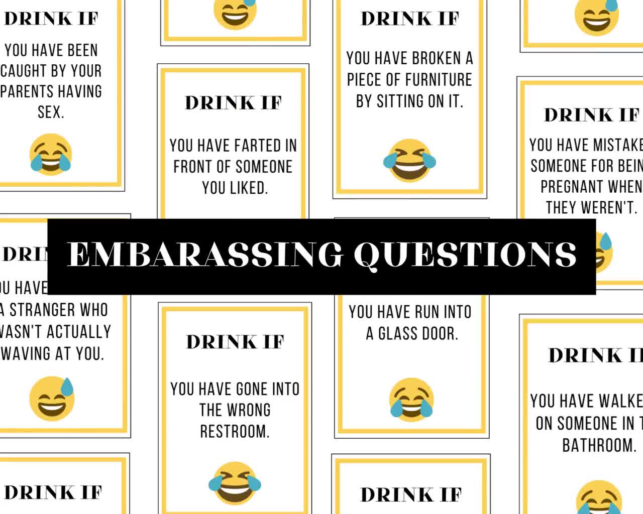 Drink If Card Game Drinking Game Printable Never Have I Ever PDF Adult Card  Game Printable