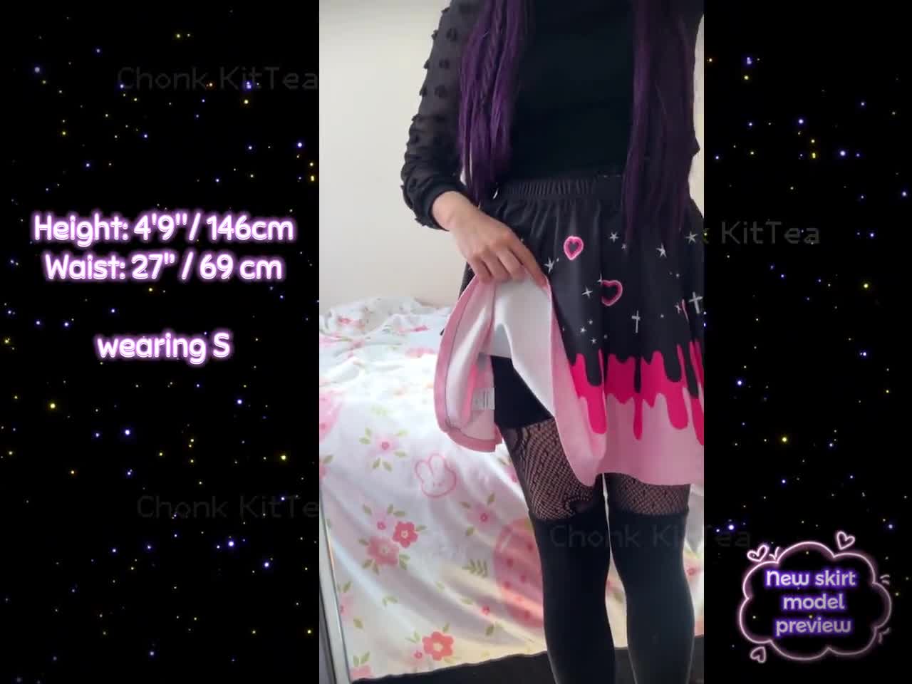 Drippy Heart Pastel Goth Skirt, Black and Pink Yami Kawaii Skirt