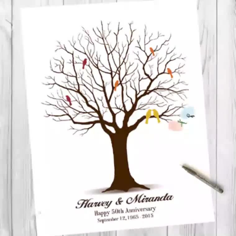 50 anniversario di matrimonio STAMPABILE, Albero delle impronte digitali di  nozze d'oro, Libro degli ospiti per l'anniversario personalizzato, Regalo del  50 anniversario per i genitori -  Italia