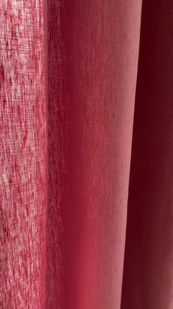 Buy Dusty Pink Ruffled Heavy Linen Curtain Panel (280 G/m2). Linen
