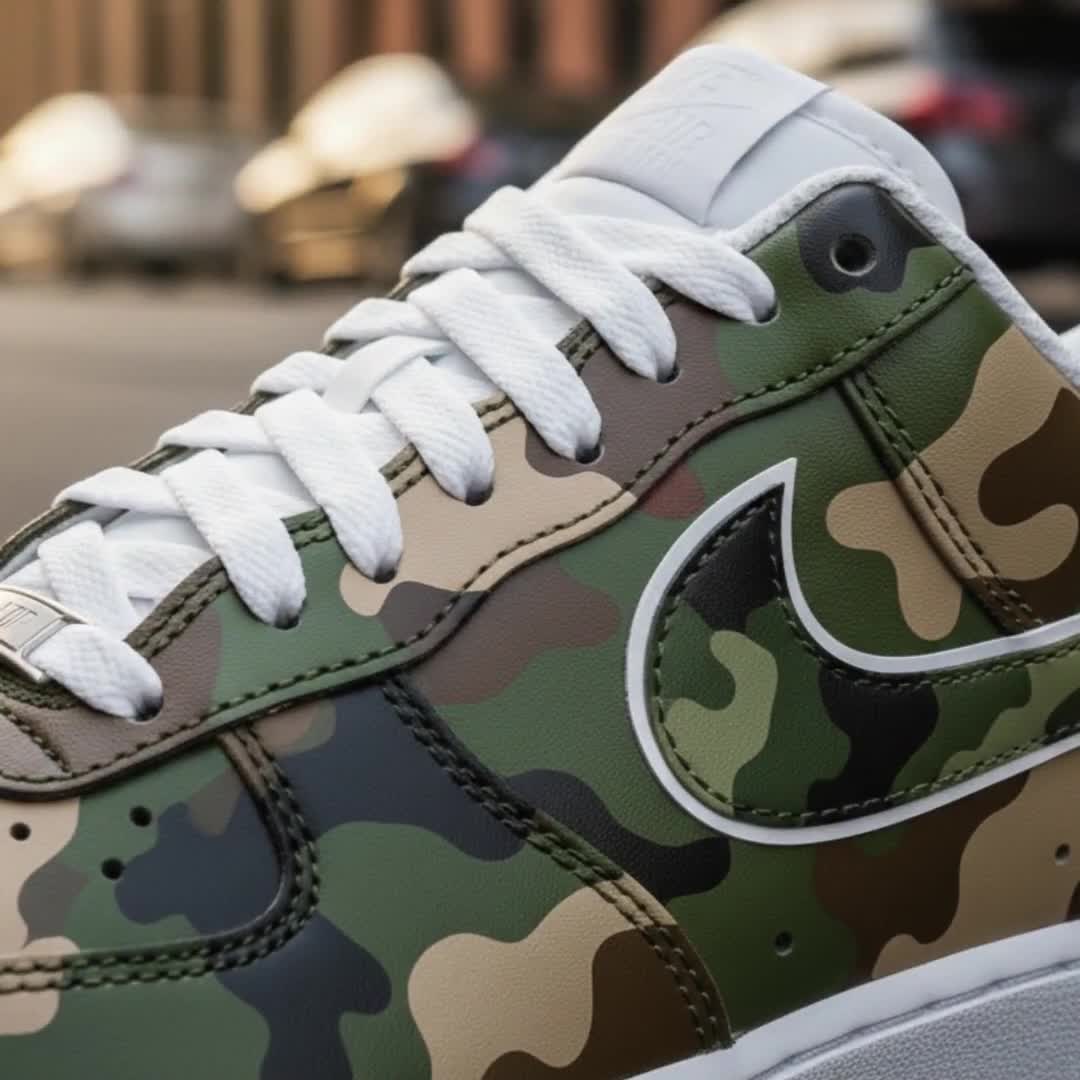 Custom Camouflage Air Force One | Green Camo AF1 Sneakers | Tactical Street Style Shoe Gift video poster