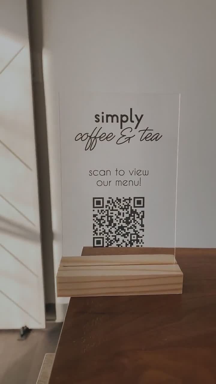 QR Code Acrylic Display Sign With Base Social Media, Menu, Restaurants,  More Small Business QR Code Sign Multiple Designs Scan to Pay 