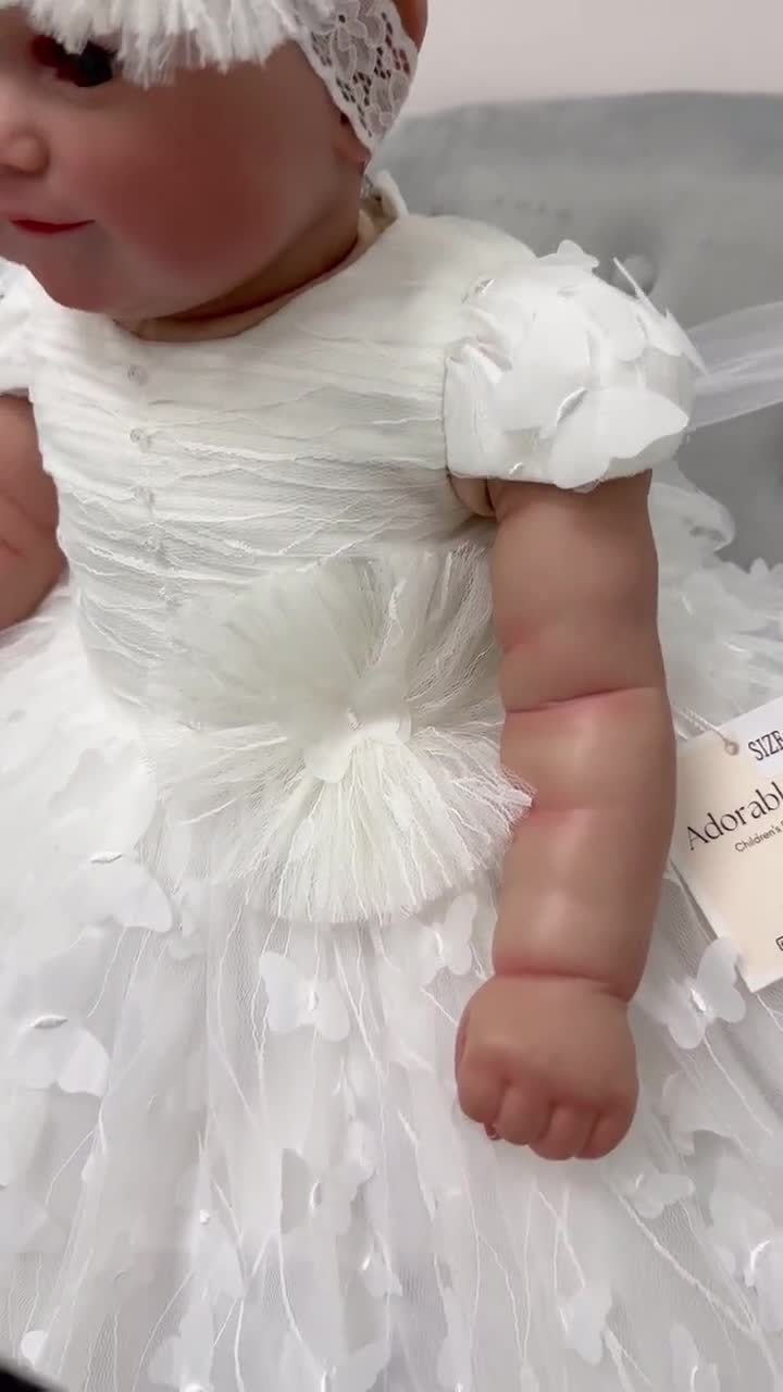[PAKUA] / ☆ BUTTERFLY BABY DRESS / WHITE Butterfly First Birthday Baby Dress, White Flower Girl