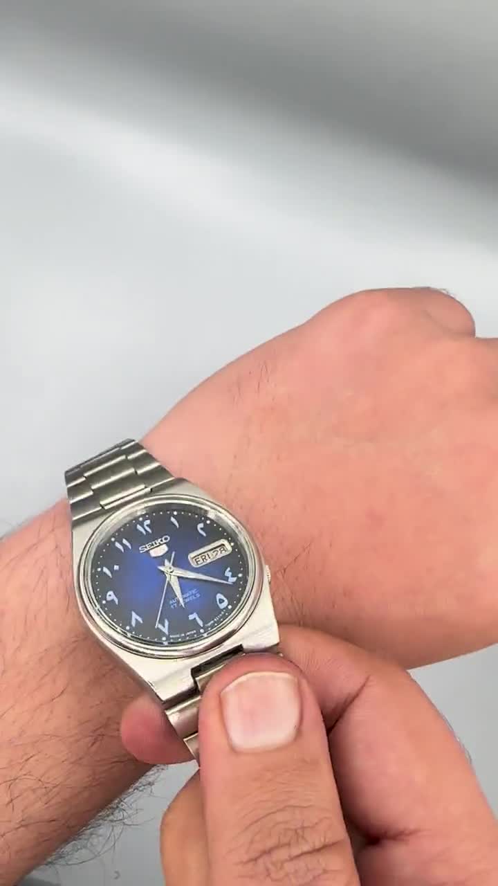 Buy Vintage Seiko 5 Automatic Men's Watch Arabic Blue Dial 7009