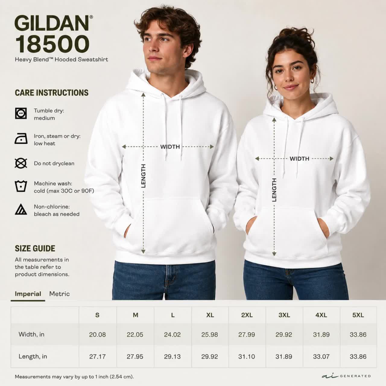 KNOSIS 蛇デザイン フーディ Mサイズ GILDAN Gildan 18500 Unisex Size Chart Mockup - Etsy