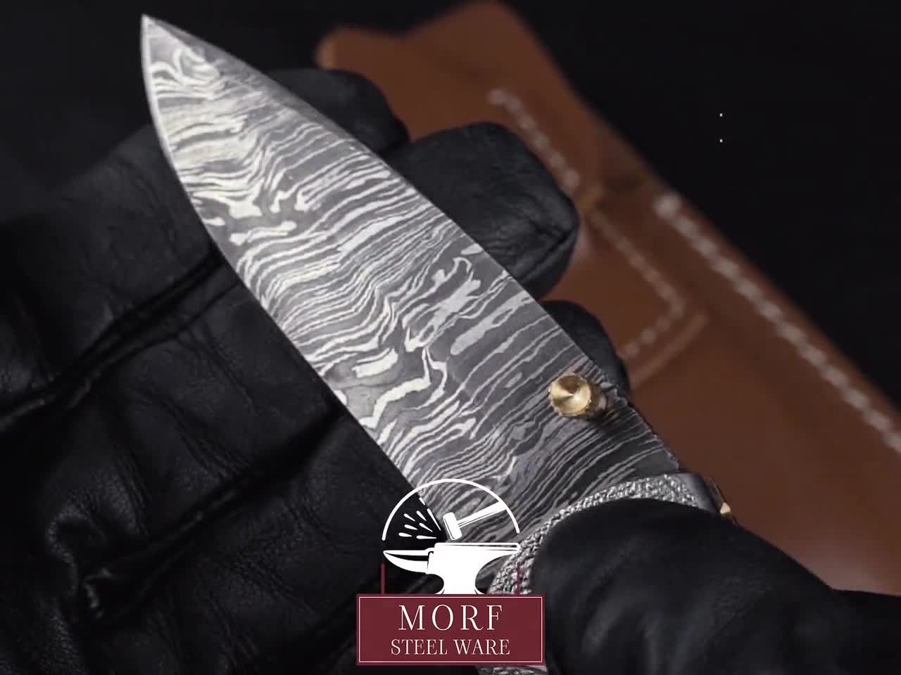 12” Hand Forged Damascus Steel Hunting Knife - Ram Horn Handle – White  Hills Knives